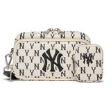 Túi MLB Chính Hãng - Họa Tiết Monogram - Thiết Kế Túi Đeo Chéo Tiện Lợi - Logo NY - Màu Kem