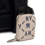 Balo MLB Chính Hãng - Họa Tiết Diamond Monogram - Logo NY - Màu Be
