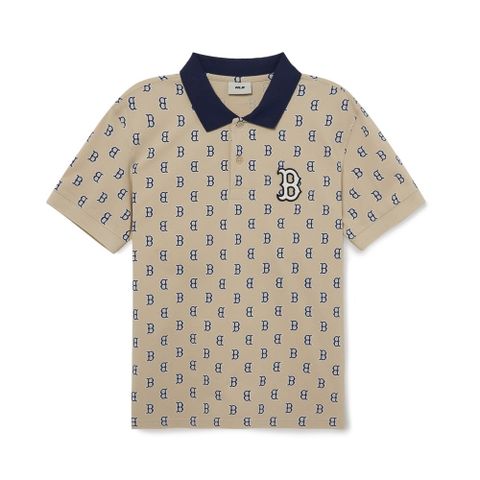 MLB Việt Nam | Áo Polo MLB Men's Classic Monogram Full Board Pattern Karati Boston Red Sox L.Beige 3LPQM0133-43BGL