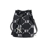 Túi MLB Chính Hãng - Họa Tiết Monogram - Thiết Kế Túi Rút - Logo NY - Màu Đen