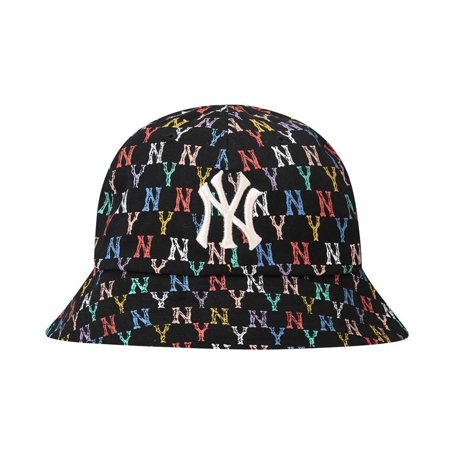 Nón Vành Dome MLB Monogram Rainbow New York Yankees Black