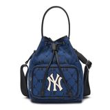 Túi MLB Chính Hãng - Họa Tiết Diamond Monogram - Thiết Kế Túi Rút - Logo NY - Màu Xanh Dương