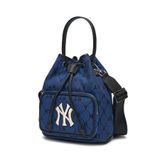 Túi MLB Chính Hãng - Họa Tiết Diamond Monogram - Thiết Kế Túi Rút - Logo NY - Màu Xanh Dương