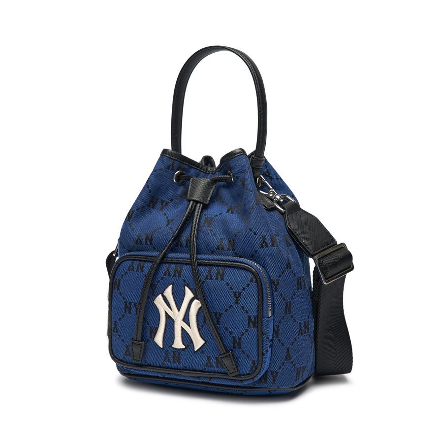 Túi MLB Chính Hãng - Họa Tiết Diamond Monogram - Thiết Kế Túi Rút - Logo NY - Màu Xanh Dương