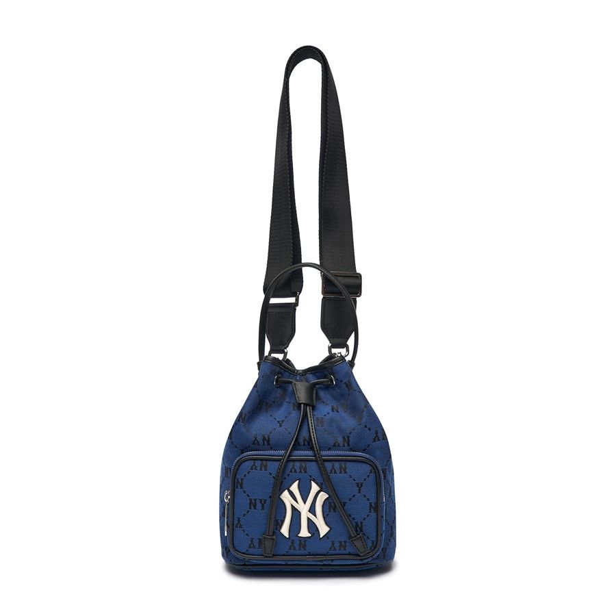 Túi MLB Chính Hãng - Họa Tiết Diamond Monogram - Thiết Kế Túi Rút - Logo NY - Màu Xanh Dương