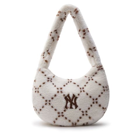 Túi MLB Korea Diamond Monogram Fur Hobo Bag New York Yankees D.Cream 3ABQM0836-50CRD