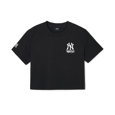 Áo Croptop MLB Korea Women_s Street Small Logo Croptop Short Sleeve T-Shirt New York Yankees Black 3FTSB1743-50BKS