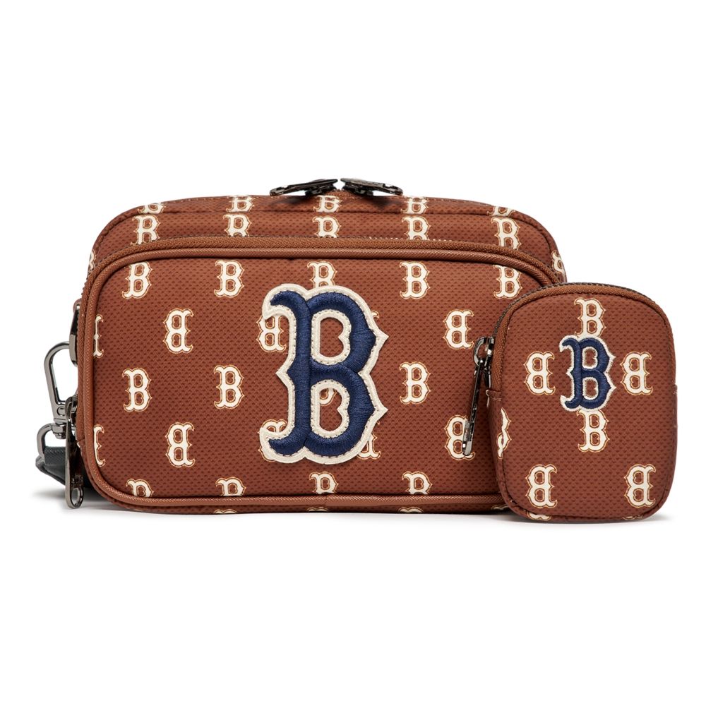 Túi MLB Chính Hãng - Họa Tiết Monogram - Thiết Kế Túi Đeo Chéo Tiện Lợi - Logo NY - Màu Nâu