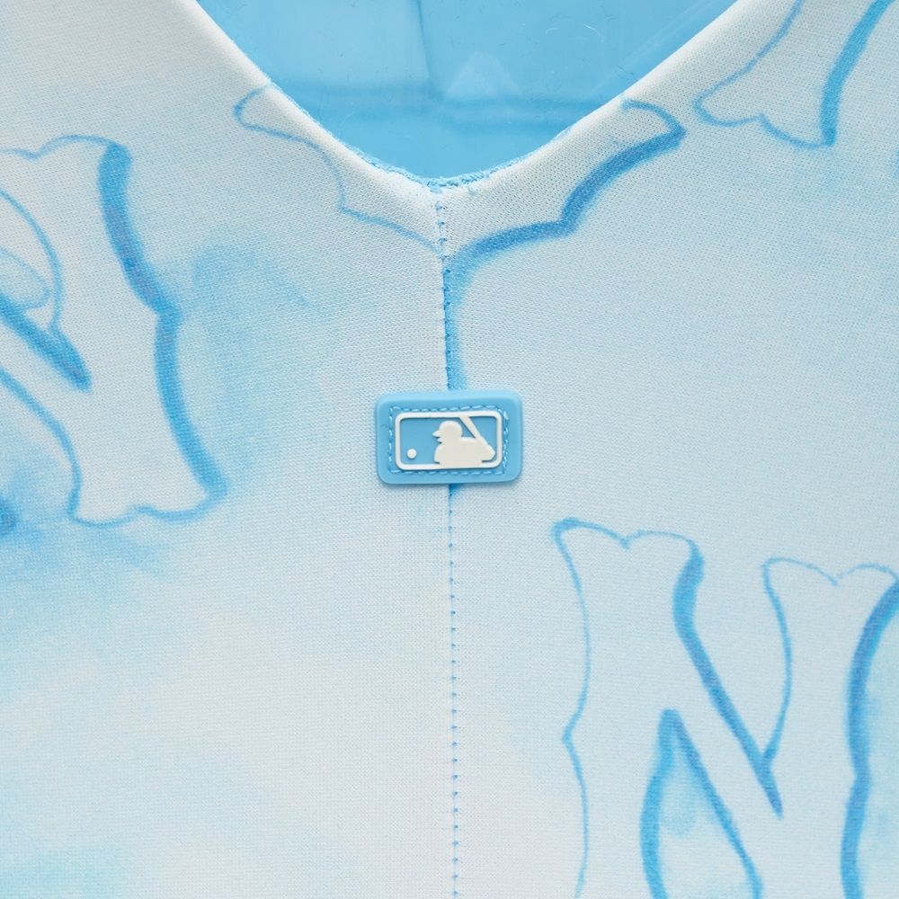 Swimsuit MLB Water Monogram Full Board Pattern One Piece New York Yankees Aqua Blue