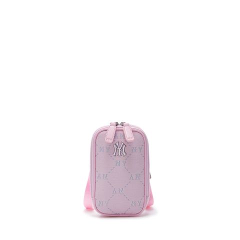 Túi MLB Korea Diamond Monogram Phone Pouch New York Yankees Pink 7ACRMD94N-50PKL