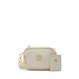 Túi MLB Chính Hãng - Họa Tiết Diamond Monogram - Thiết Kế Túi Camera - Logo NY - Màu Kem