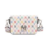 Túi Đeo Chéo MLB Chính Hãng - Họa Tiết Monogram Rainbow - Thiết Kế Túi Đeo Chéo - Logo NY - Màu Trắng Ngà