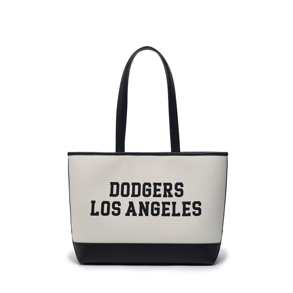 Túi MLB Chính Hãng - Thiết Kế Túi Kẹp Nách Shopping - Logo LA Dodgers - Màu Kem