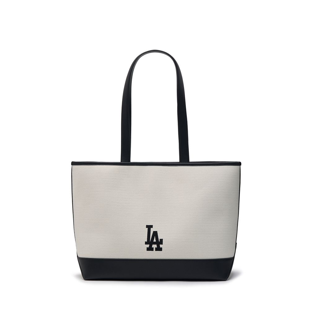 Túi MLB Chính Hãng - Thiết Kế Túi Kẹp Nách Shopping - Logo LA Dodgers - Màu Kem