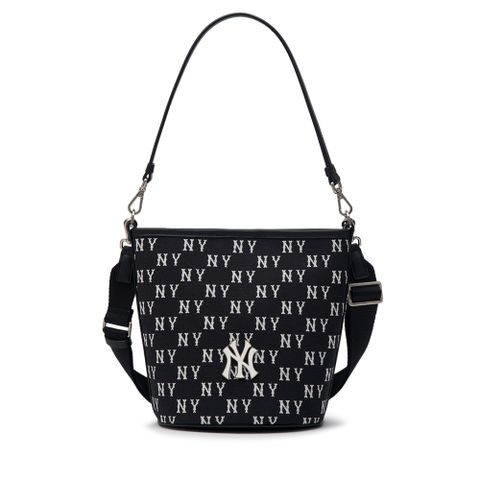 Túi MLB Korea Monogram Jacquard Bucket Bag New York Yankees Black 3ABML024N-50BKS