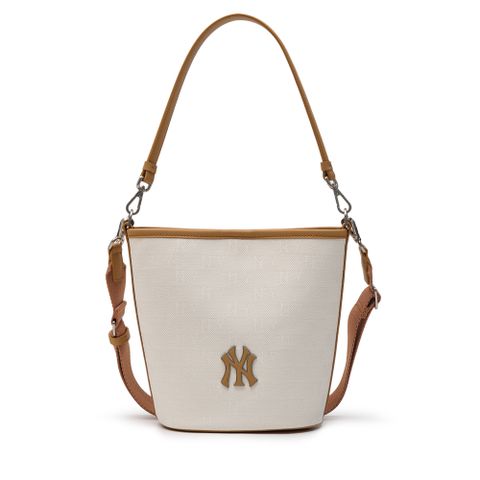 Túi MLB Korea Monogram Jacquard Bucket Bag New York Yankees Cream 3ABML024N-50CRD