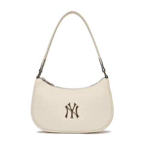 Túi MLB Korea Classic Monogram Embo Hobo Bag New York Yankees Cream 3ABQS022N-50CRS