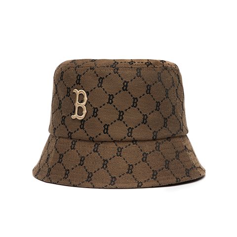  Nón Vành Bucket MLB Monogram Diamond Jacquard Boston Red Sox D.Beige 