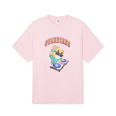 Áo Thun MLB Korea Summer Mega Bear Overfit Short Sleeve T-Shirt Cleveland Guardians Pink 3ATSE0143-45PKL