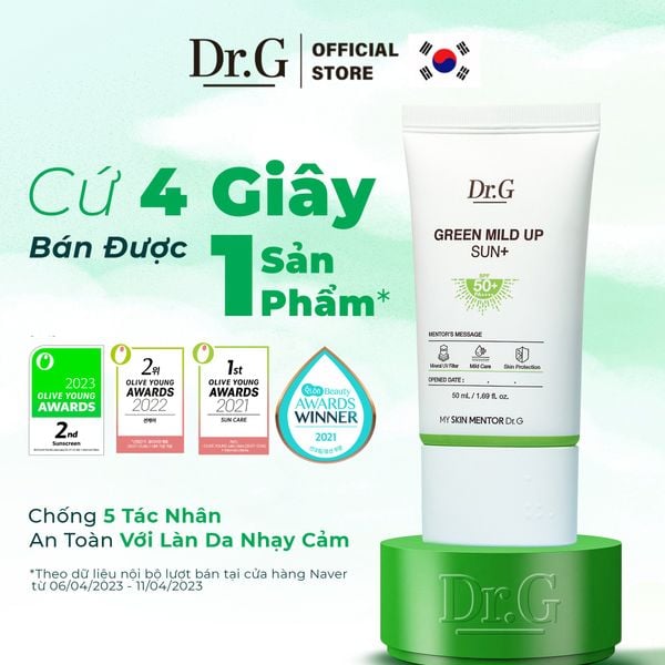  Kem chống nắng vật lý Dr.G Green Mild Up Sun+ SPF50+ PA++++ 