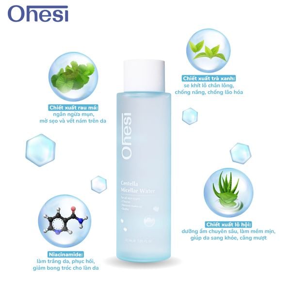 TẨY TRANG RAU MÁ OHESI CENTELLA MICELLAR 200ML