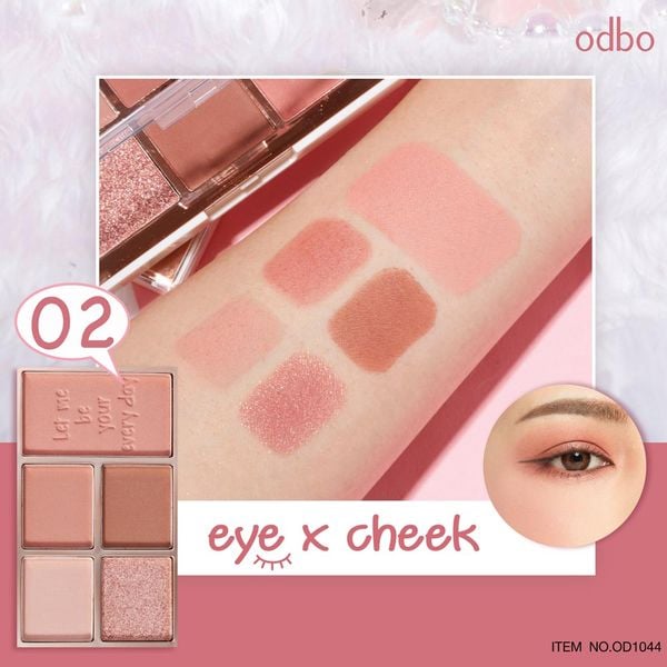 BẢNG PHẤN MẮT VÀ MÁ HỒNG 5 Ô ODBO EYE X CHECK EYESHADOW OD1044