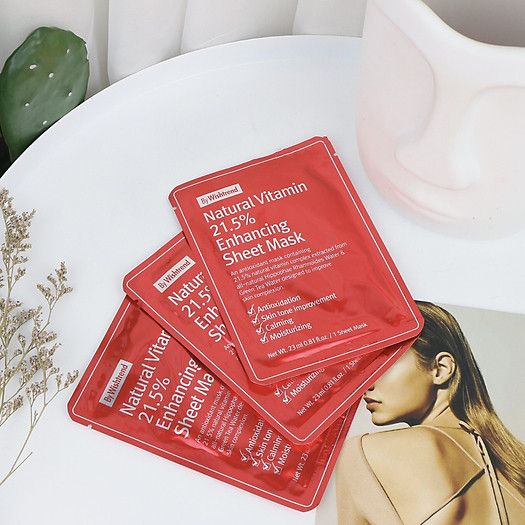 MẶT NẠ DƯỠNG ẨM LÀM SÁNG DA BY WISHTREND NATURAL VITAMIN 21.5% ENHANCING SHEET MASK 23ML