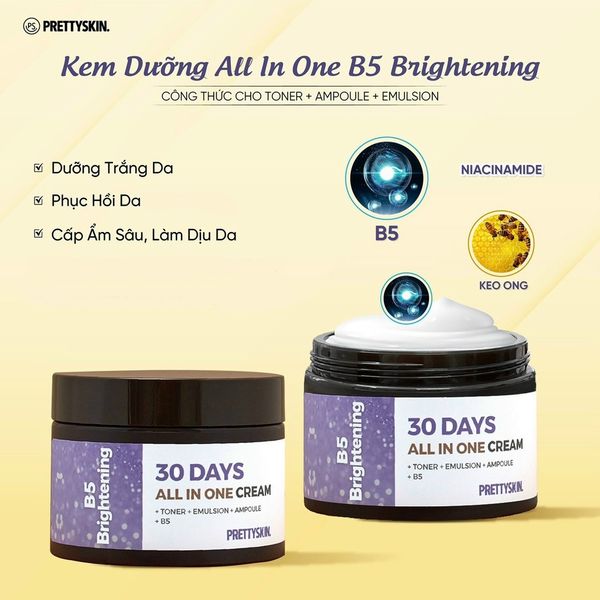 KEM DƯỠNG PRETTY SKIN 30 DAYS ALL IN ONE 50ML [MUA 1 KEM DƯỠNG TẶNG 1 MẶT NẠ OHESI 25K]