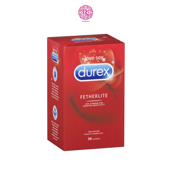BCS SIÊU MỎNG DUREX FETHERLITE 20% THINNER CONDOMS 30 GÓI - ÚC