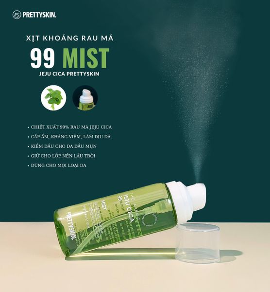 XỊT KHOÁNG RAU MÁ PRETTY SKIN THE PURE JEJU CICA 99 MIST 100ML