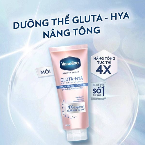 DƯỠNG THỂ VASELINE 4X HEALTHY BRIGHT GLUTA-HYA BODY TONE UP UV LOTION NIACINAMIDE TONE UP 300ML