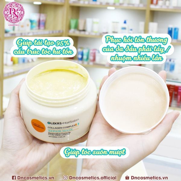 KEM Ủ TÓC OLEXRS HAIRSALON PURE 100% ARGAN OIL COLLAGEN COMPLEX REPAIR MASK 500ML