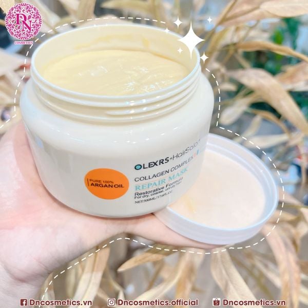 KEM Ủ TÓC OLEXRS HAIRSALON PURE 100% ARGAN OIL COLLAGEN COMPLEX REPAIR MASK 500ML