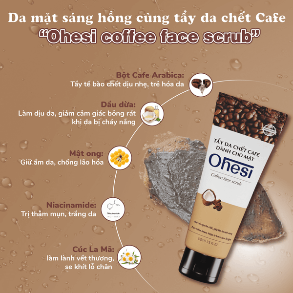 TẨY DA CHẾT CAFE OHESI DÀNH CHO MẶT 100G