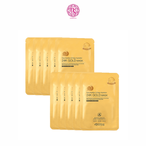 MẶT NẠ DƯỠNG TRẮNG DA VÀ CHỐNG LÃO HOÁ GOLD SNAIL 24K GOLD MASK HỘP 10 MIẾNG