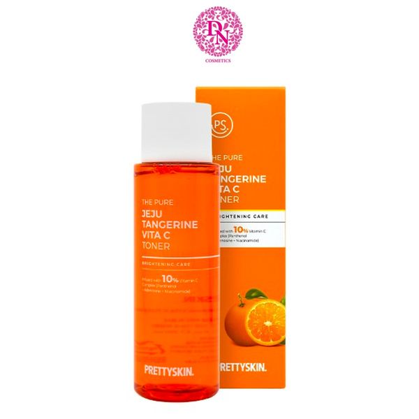 NƯỚC HOA HỒNG DƯỠNG TRẮNG HỖ TRỢ PHỤC HỒI DA PRETTY SKIN THE PURE JEJU TANGERINE VITA C TONER 250ML[MUA 1 TONER TẶNG 1 SERUM VITAMIN C QUÝT XANH BERGAMO 10ML]