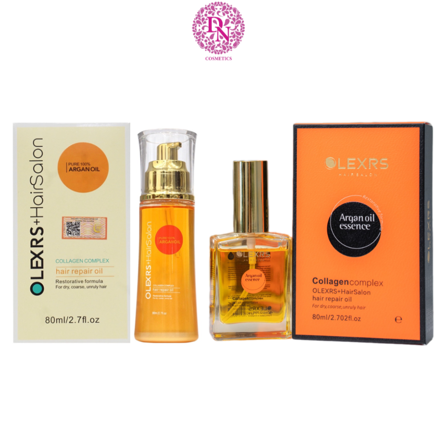 TINH DẦU DƯỠNG TÓC OLEXRS HAIRSALON PURE 100% ARGAN OIL COLLAGEN COMPLEX HAIR REPAIR OIL 80ML