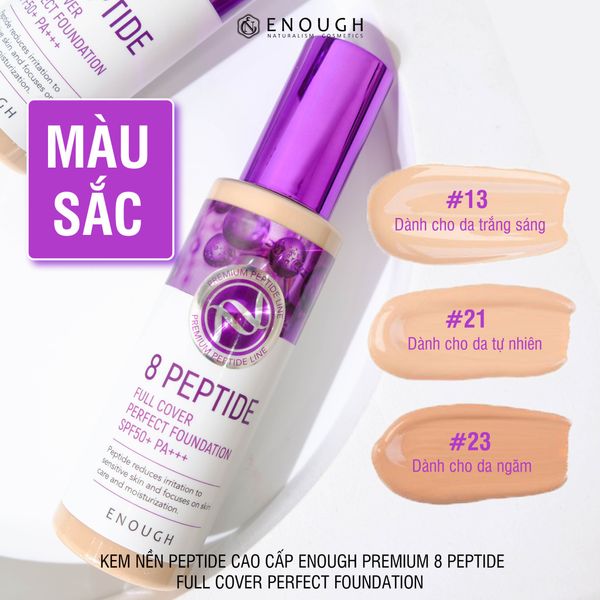 KEM NỀN PEPTIDE CAO CẤP ENOUGH PREMIUM 8 PEPTIDE FULL COVER PERFECT FOUNDATION 100ML