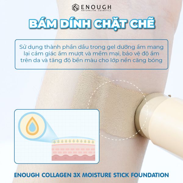 KEM NỀN ENOUGH COLLAGEN 3X MOISTURE STICK FOUDATION SPF 50 - DẠNG THỎI (TẶNG 1 MÚT TRANG ĐIỂM JARY)