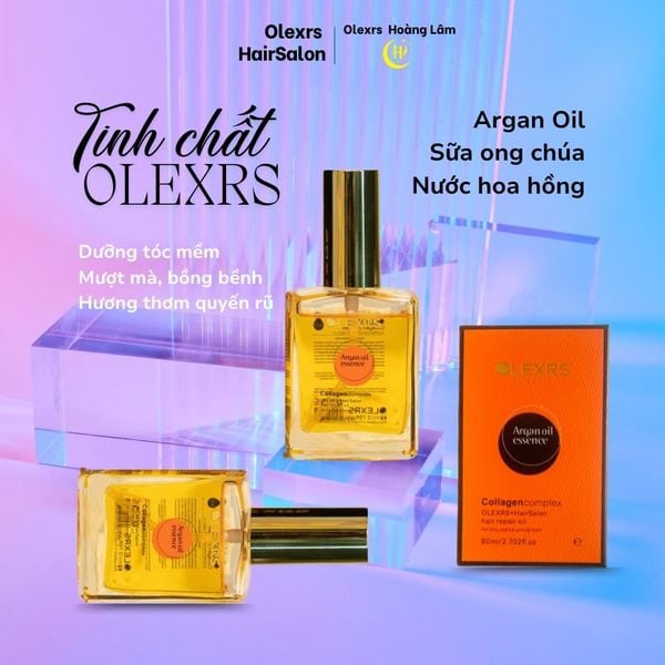 TINH DẦU DƯỠNG TÓC OLEXRS HAIRSALON PURE 100% ARGAN OIL COLLAGEN COMPLEX HAIR REPAIR OIL 80ML
