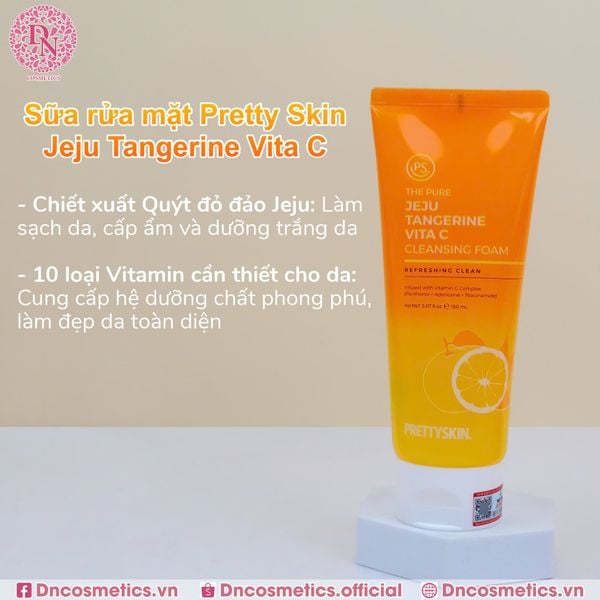 SỮA RỬA MẶT VITA C PRETTY SKIN THE PURE JEJU TANGERINE VITA C CLEANSING FOAM 150ML