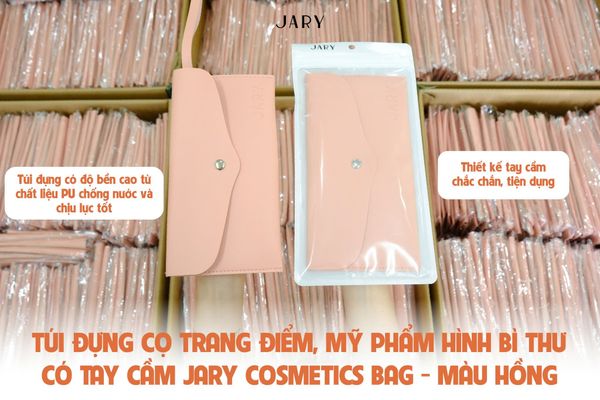 TÚI ĐỰNG CỌ TRANG ĐIỂM, MỸ PHẨM HÌNH BÌ THƯ JARY CÓ TAY CÂM