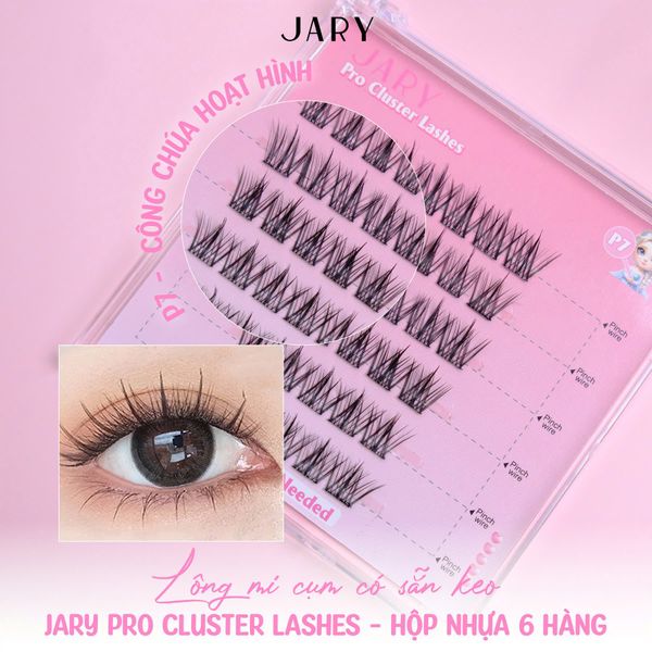LÔNG MI CỤM CÓ SẴN KEO JARY PRO CLUSTER LASHES HỘP NHỰA 6 HÀNG