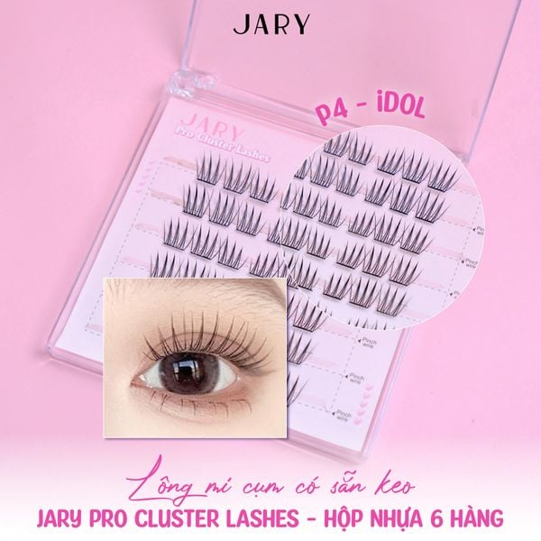 LÔNG MI CỤM CÓ SẴN KEO JARY PRO CLUSTER LASHES HỘP NHỰA 6 HÀNG