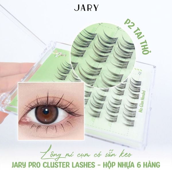 LÔNG MI CỤM CÓ SẴN KEO JARY PRO CLUSTER LASHES HỘP NHỰA 6 HÀNG