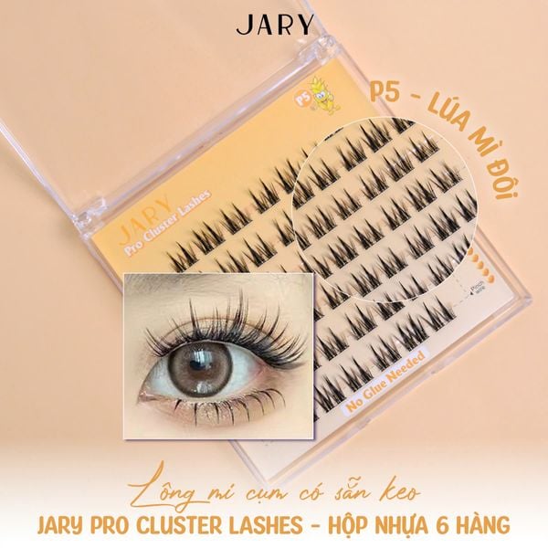 LÔNG MI CỤM CÓ SẴN KEO JARY PRO CLUSTER LASHES HỘP NHỰA 6 HÀNG