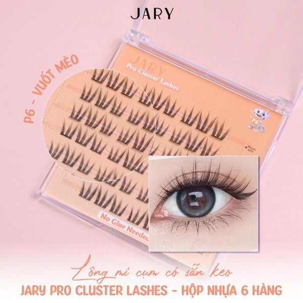 LÔNG MI CỤM CÓ SẴN KEO JARY PRO CLUSTER LASHES HỘP NHỰA 6 HÀNG