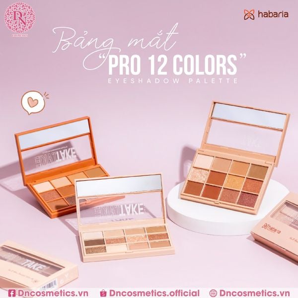 BẢNG PHẤN MẮT 12 Ô HABARIA PRO COLORS EYESHADOW PALETTE 12G