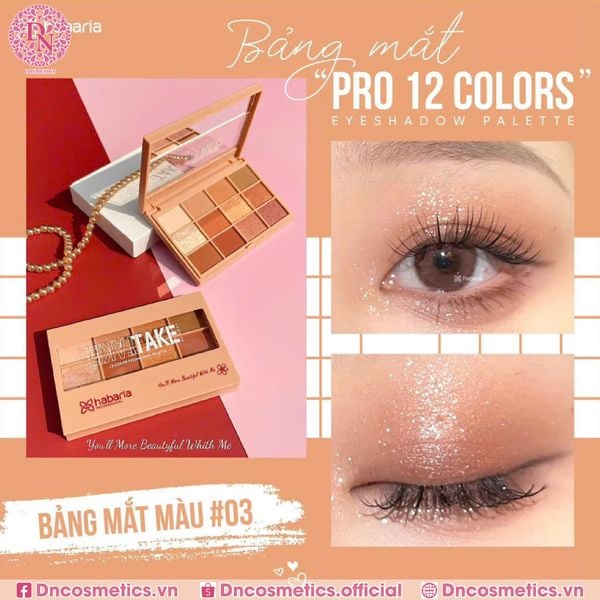 BẢNG PHẤN MẮT 12 Ô HABARIA PRO COLORS EYESHADOW PALETTE 12G