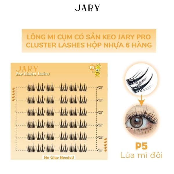 LÔNG MI CỤM CÓ SẴN KEO JARY PRO CLUSTER LASHES HỘP NHỰA 6 HÀNG